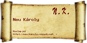 Neu Károly névjegykártya